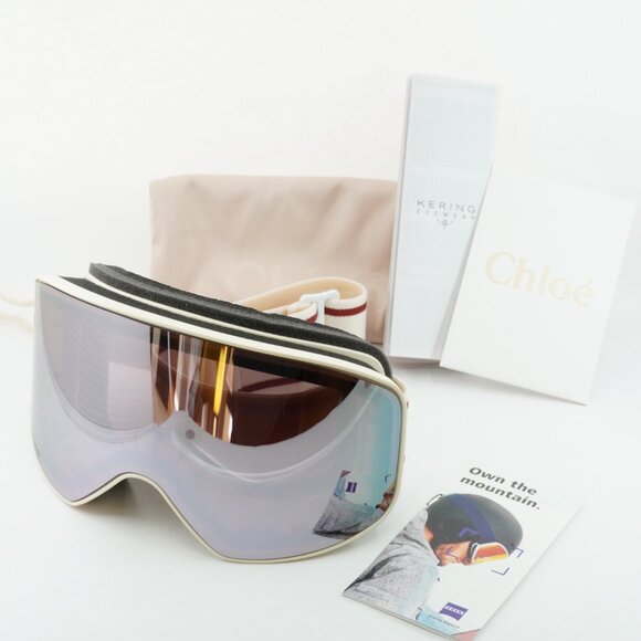 Chloe CH0072S 001 Ski Mask White Shield Frame, Violet Lenses - Picture 9 of 11